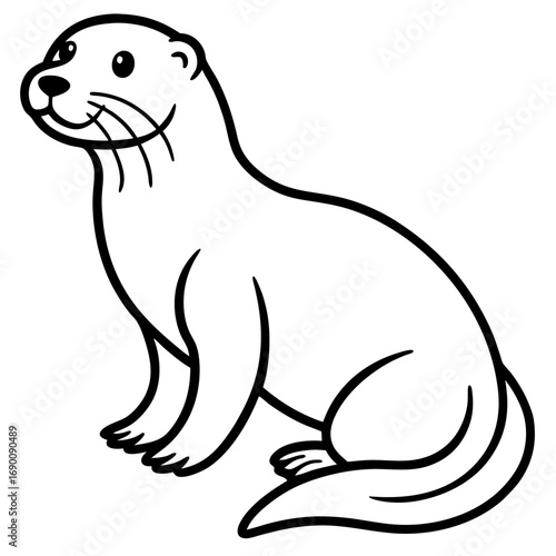 White Sea Otter Outline Design