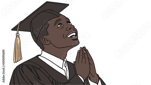 Graduation Cap Gown Prayer Hopeful Success Achievement Gratitude Thankful Celebration Faith Spirituality Dreams Aspirations Future Education College University Diploma Ceremony Graduate Student Perso.