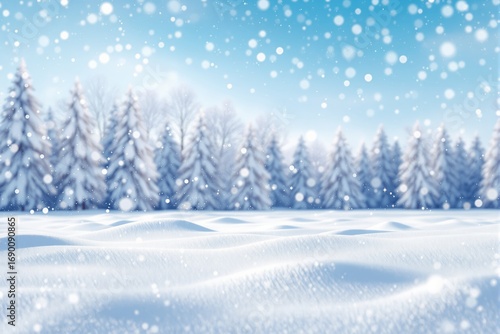 Wallpaper Mural Snow-covered forest with pine trees, soft creative style, snowy ground and clear sky background, concept of winter season and peaceful snowfall, Ai generative Torontodigital.ca