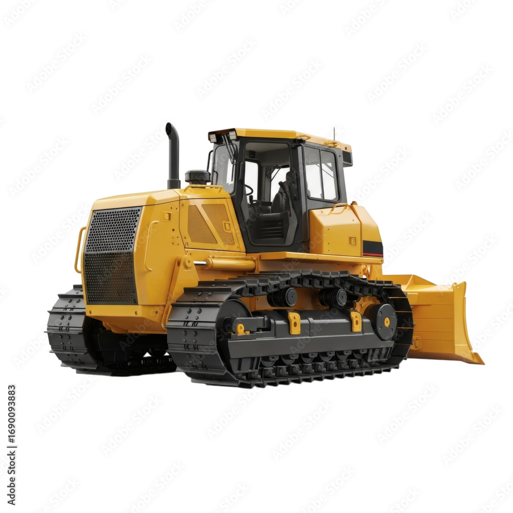Obraz premium Yellow bulldozer heavy construction vehicle isolated on transparent background