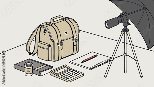 Product Photography Setup with Backpack Camera and Accessories.