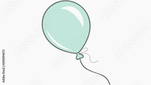 Single Light Green Balloon Illustration Festive Party Decor Element Childrens Cartoon Style Design Graphic Air Balloon Clipart.