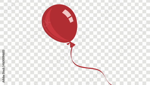 Single Red Balloon Floating Celebration Party Decoration Graphic Element.