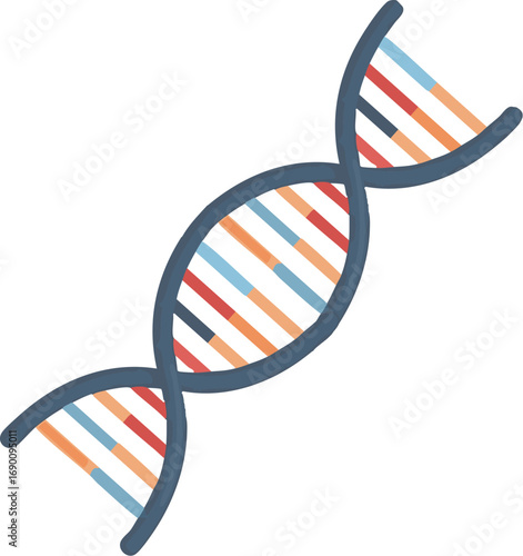 Dna strand spirals with colorful segments representing genetic code and scientific research, symbolizing health and innovation in a modern age.