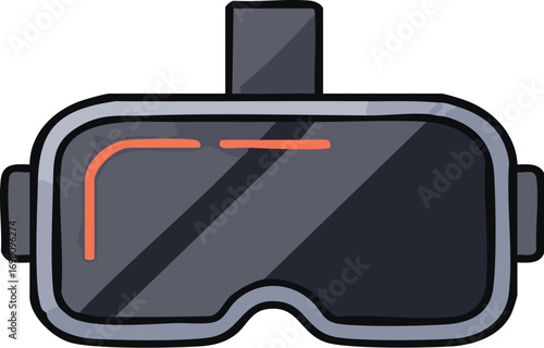 Virtual reality headset displaying futuristic interface for immersive gaming experience in digital world with innovative technology.