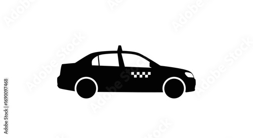 Simple Black Silhouette of a Taxi Cab.