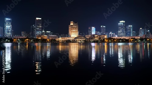 Wallpaper Mural Night city skyline reflection. Torontodigital.ca