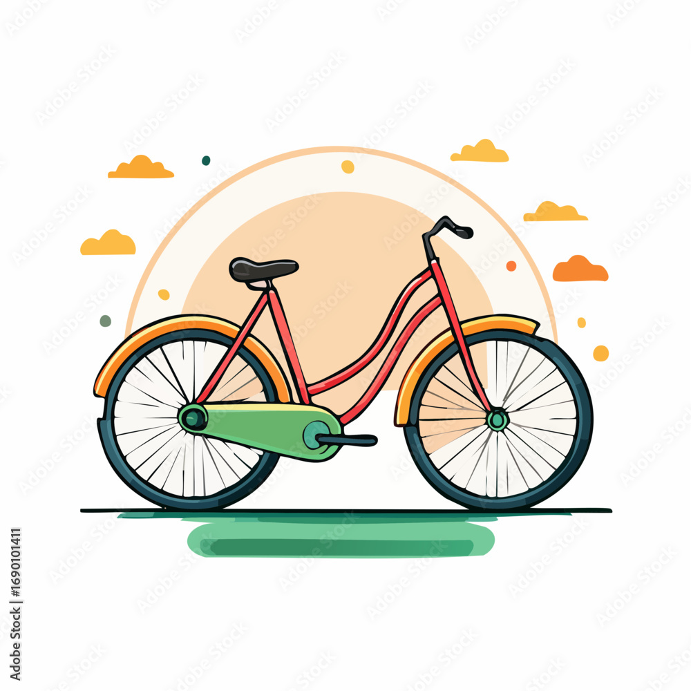 Fototapeta premium Colorful Flat Illustration Of A Classic Bicycle