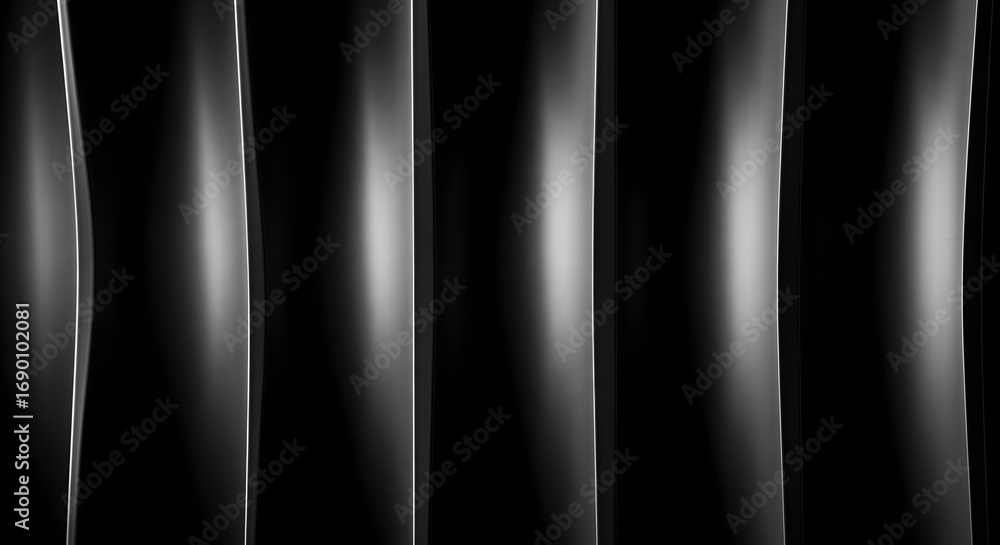 Naklejka premium Abstract dark background with vertical metallic stripes and subtle light reflections, creating a sense of depth and texture