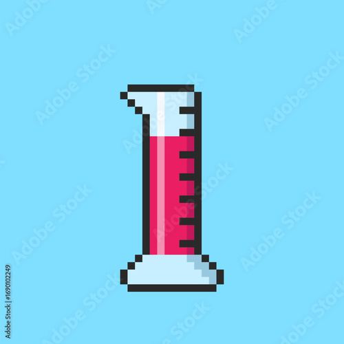 Pixel art Graduated Cylinder with Red Liquid game asset design