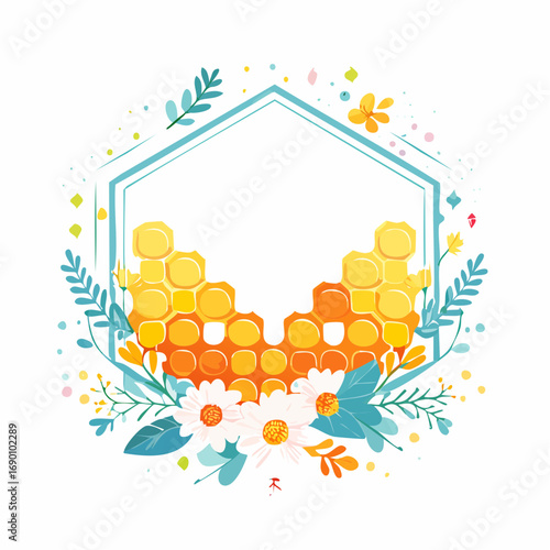 Honeycomb Design With Floral Frame