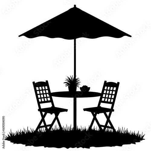 Silhouette street table chairs and umbrella black color only 
