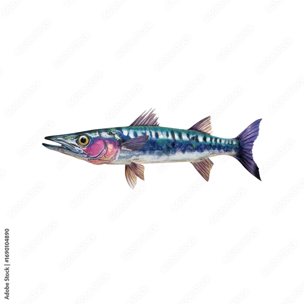 Fototapeta premium Vibrant Illustration of a Spanish Mackerel Fish