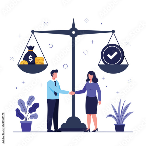 Business Deal Balance Scales Agreement Success.