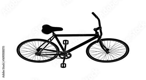 Sleek Black Bicycle with Classic Design and Spoked Wheels.