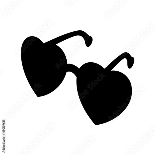 Heart shaped sunglasses silhouette, reflecting love and romance in bold monochrome