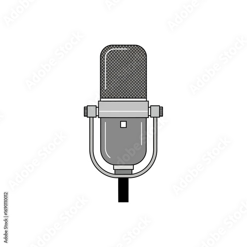 Classic Gray Microphone with Mesh Grille and Stand