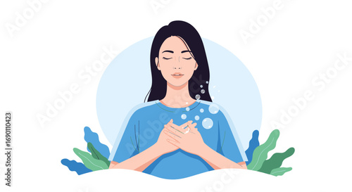 Woman practicing mindful breathing for emotional regulation and improved mental well-being exercises
