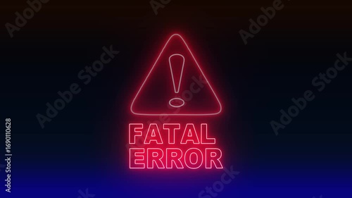 Glowing Neon Fatal error Warning Alert Screen loop Blinking glitch error Animation. concept of secured access protected area, Safety Access and Password Protection, Entry Restricted,