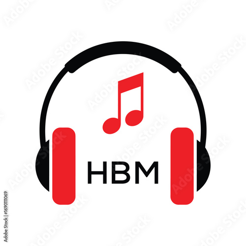 HBM Headphone  Company logo. HBM Music logo design for entrepreneur and business. HBM best Branding icon.
