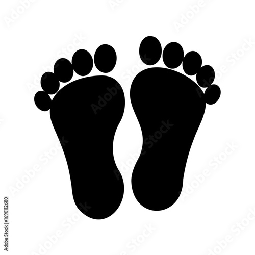 Black and White Footprints Isolated on White Background Vector Illustration Design