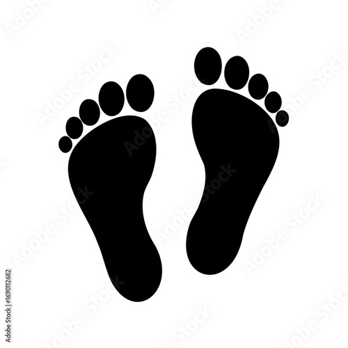 Two Black Footprints with Toes on White Background for Awareness Campaign