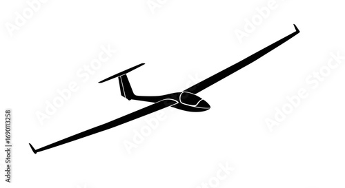 Sleek Black Silhouette of a Modern Glider Aircraft in Flight.