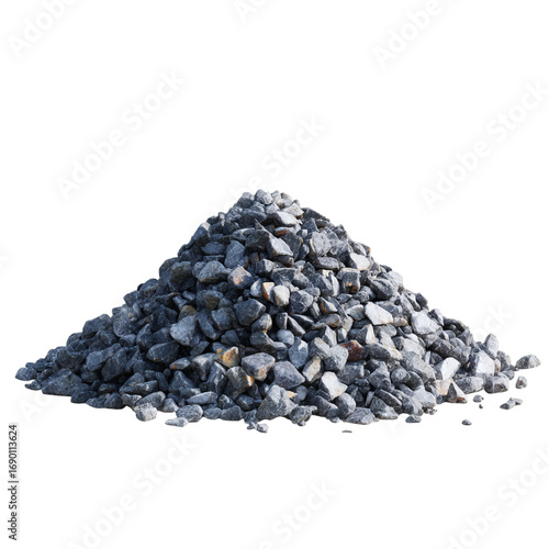 Png of pile of dark gravel stones isolated on transparent background, perfect for construction, landscaping, or creating natural textures and backgrounds