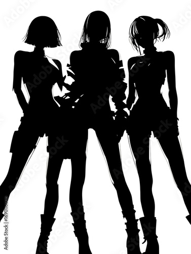 ３人組女性アイドルグループのシルエット