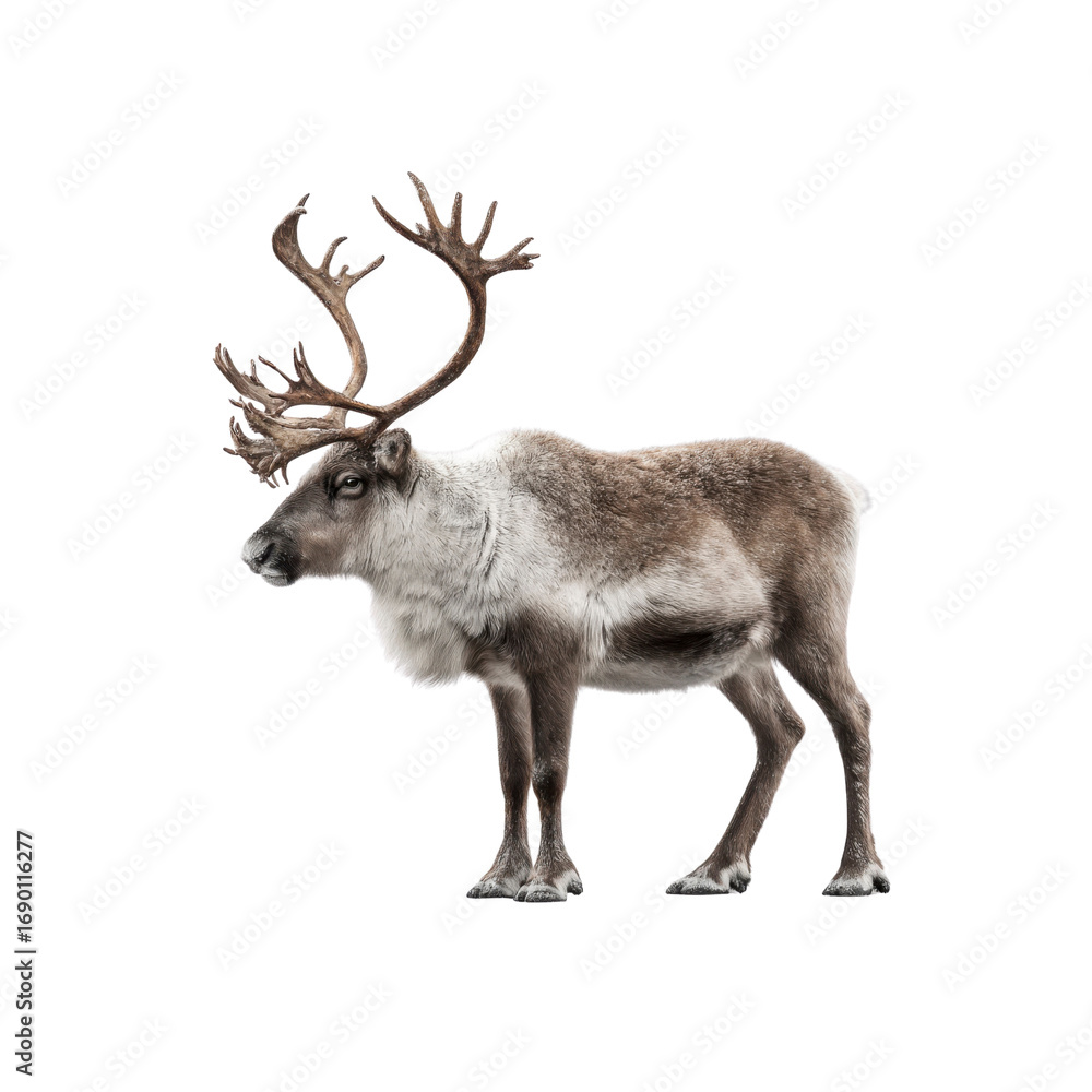 Obraz premium Majestic Reindeer with Large Antlers Against Black Background