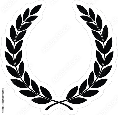 Elegant black laurel wreath symbol of victory achievement award success and triumph vector