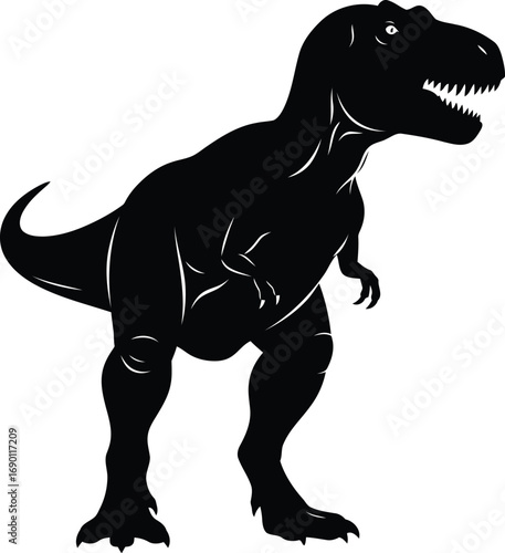 Tyrannosaurus rex dinosaur silhouette roaring aggressive predator prehistoric reptile icon vector