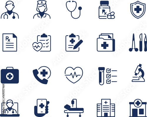 Healthcare thin line icons. Editable stroke. Pixel perfect