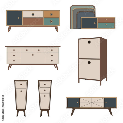 Mid century modern storage furniture collection for modern living spaces