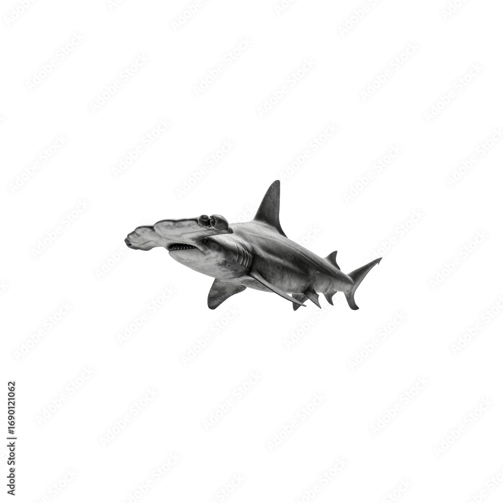 Fototapeta premium Majestic Hammerhead Shark in Monochrome A Powerful Underwater Image