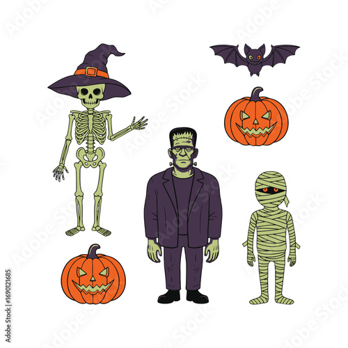Classic Halloween Monsters Cartoon Collection.