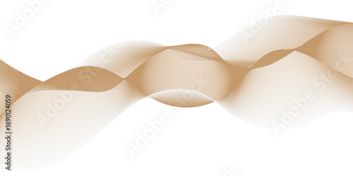 Minimal waveform frequency futuristic energy sound technology concept background. Abstract white and brown wave line vector business texture. Pattern line blend curve flow futuristic background.	