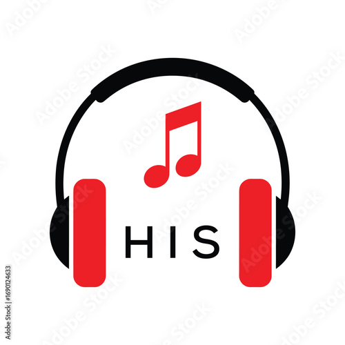 HIS Headphone  Company logo. HIS Music logo design for entrepreneur and business. HIS best Branding icon.

