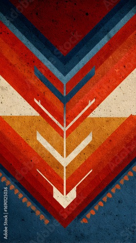 Vibrant Abstract Flat Design With Geometric Patterns Inspired By Indigenous Artistry