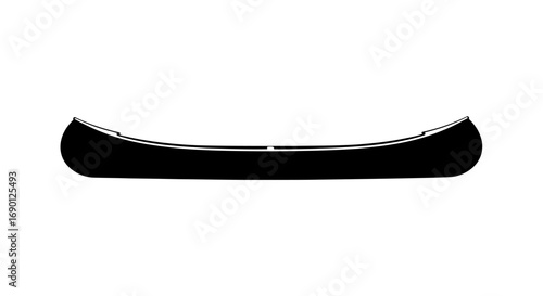 A classic canoe boat presented as a simple black silhouette icon from a side profile view.