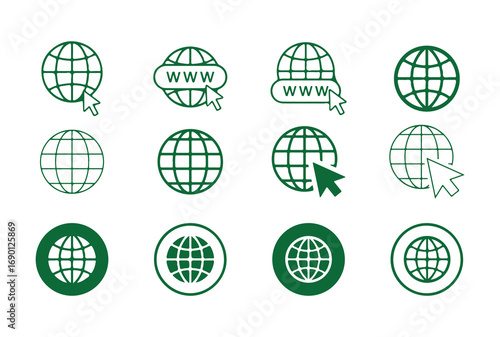 Collection of Eco Globe Icons for Web Development and Marketing