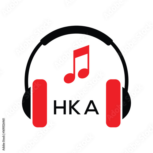 HKA Headphone  Company logo. HKA Music logo design for entrepreneur and business. HKA best Branding icon.
