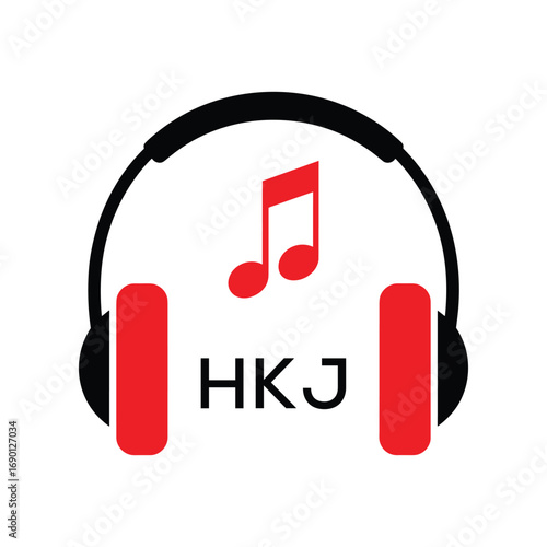 HKJ Headphone  Company logo. HKJ Music logo design for entrepreneur and business. HKJ best Branding icon.
