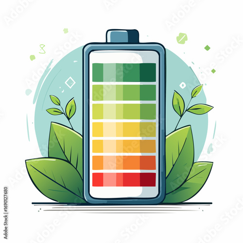 Battery Charging Level Graphic with Leaves