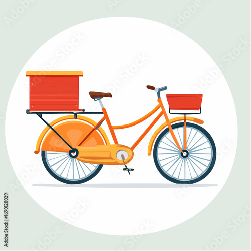 Orange Bicycle With Red Box