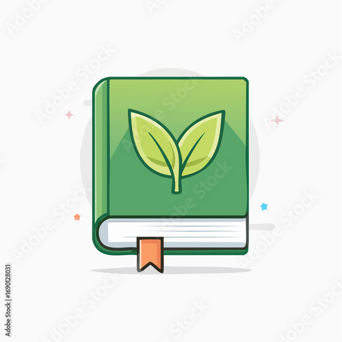 Green Book With Leaves Icon