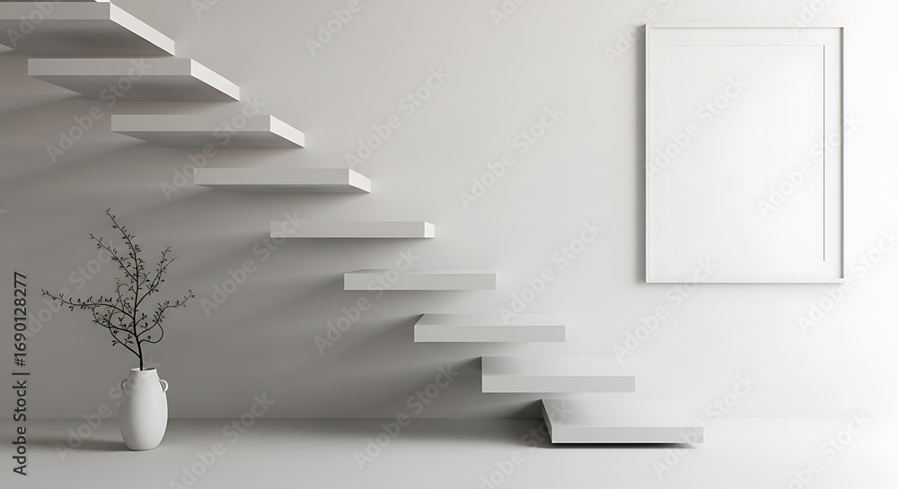 Fototapeta premium Modern Minimalist Staircase Interior Design.