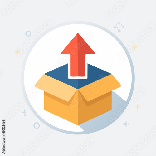 Open Cardboard Box With Upward Arrow