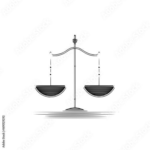 Scales of justice law legal balance symbol vector illustration for lawyer and courthouse representation
