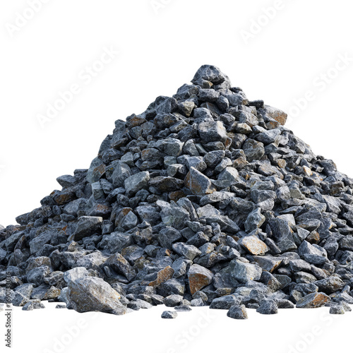 Png of pile of gray rocks isolated on transparent background, a construction material with a rough texture and natural stone fragments